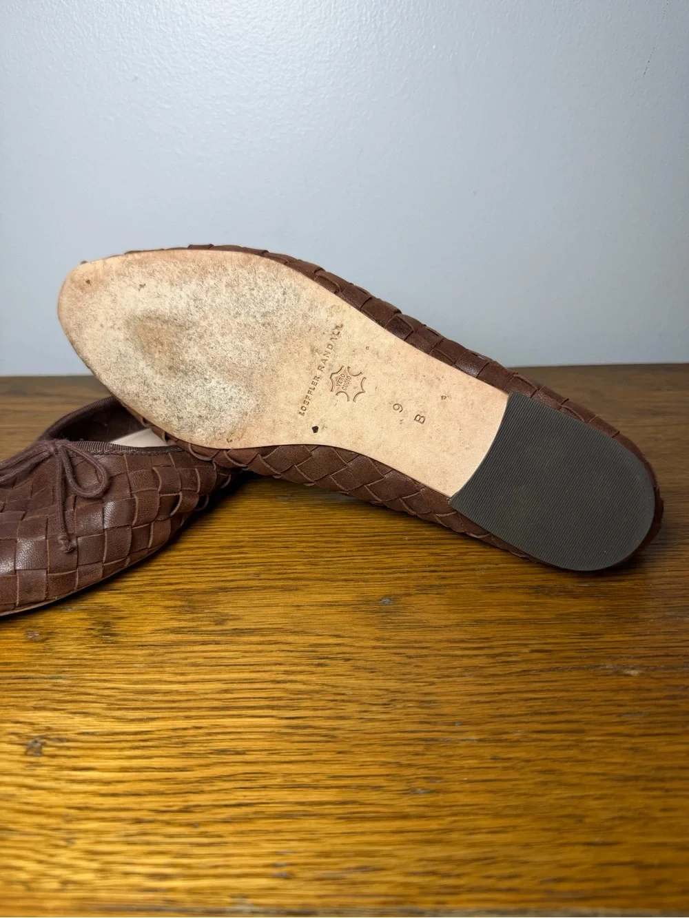 Loeffler Randall Size 9 • Landry Brown Woven Leather Ballerina Flats.